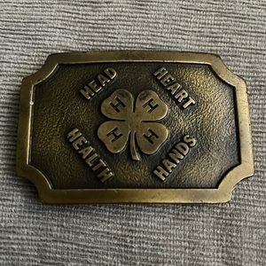 Solid bronze 4-H belt buckle